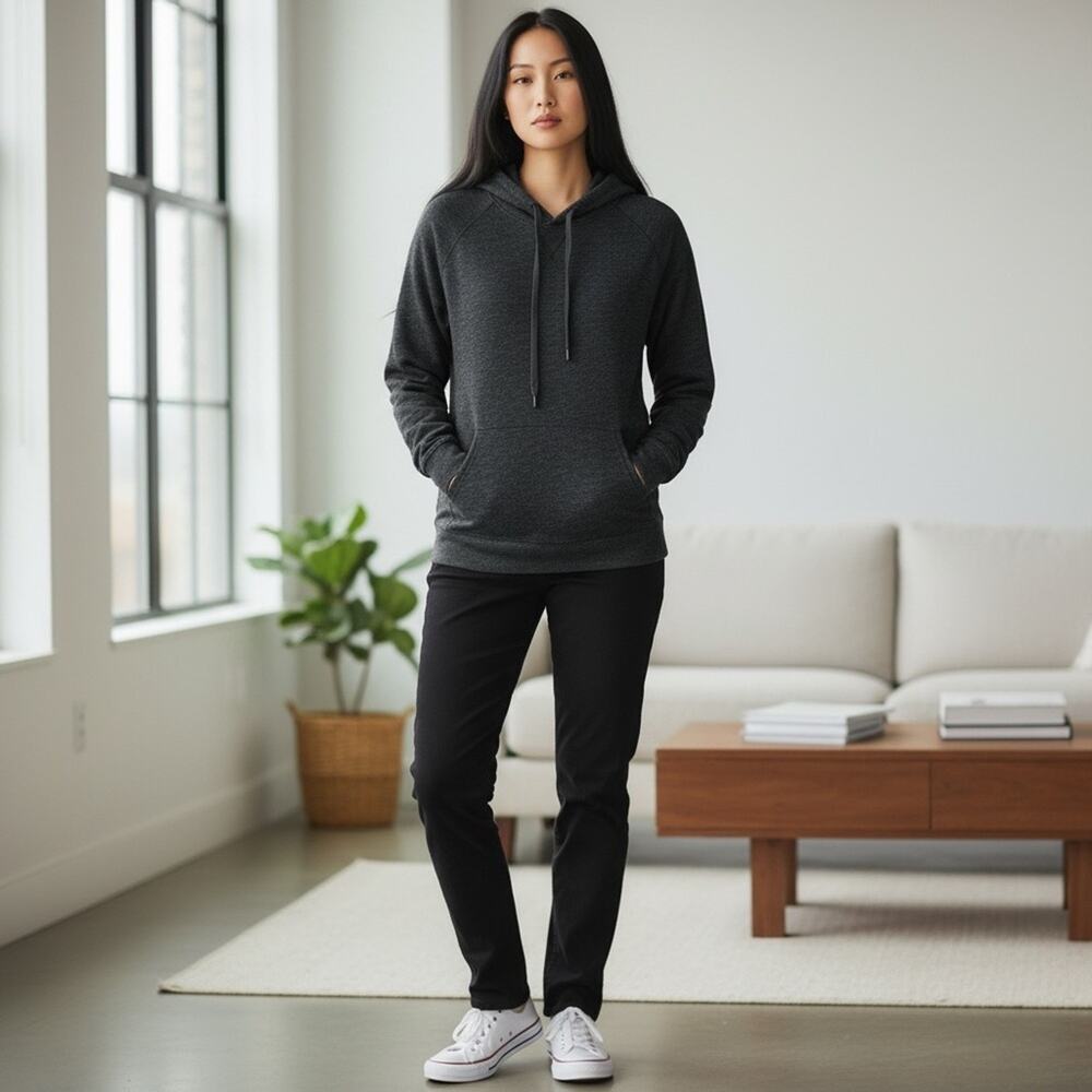 Vince Women’s Lightweight Cotton Hoodie — Size L (Charcoal Gray)